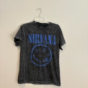 NIRVANA Black Tee with Blue Logo